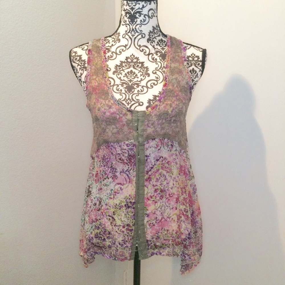 Buffalo Sheer Lace Racerback Top